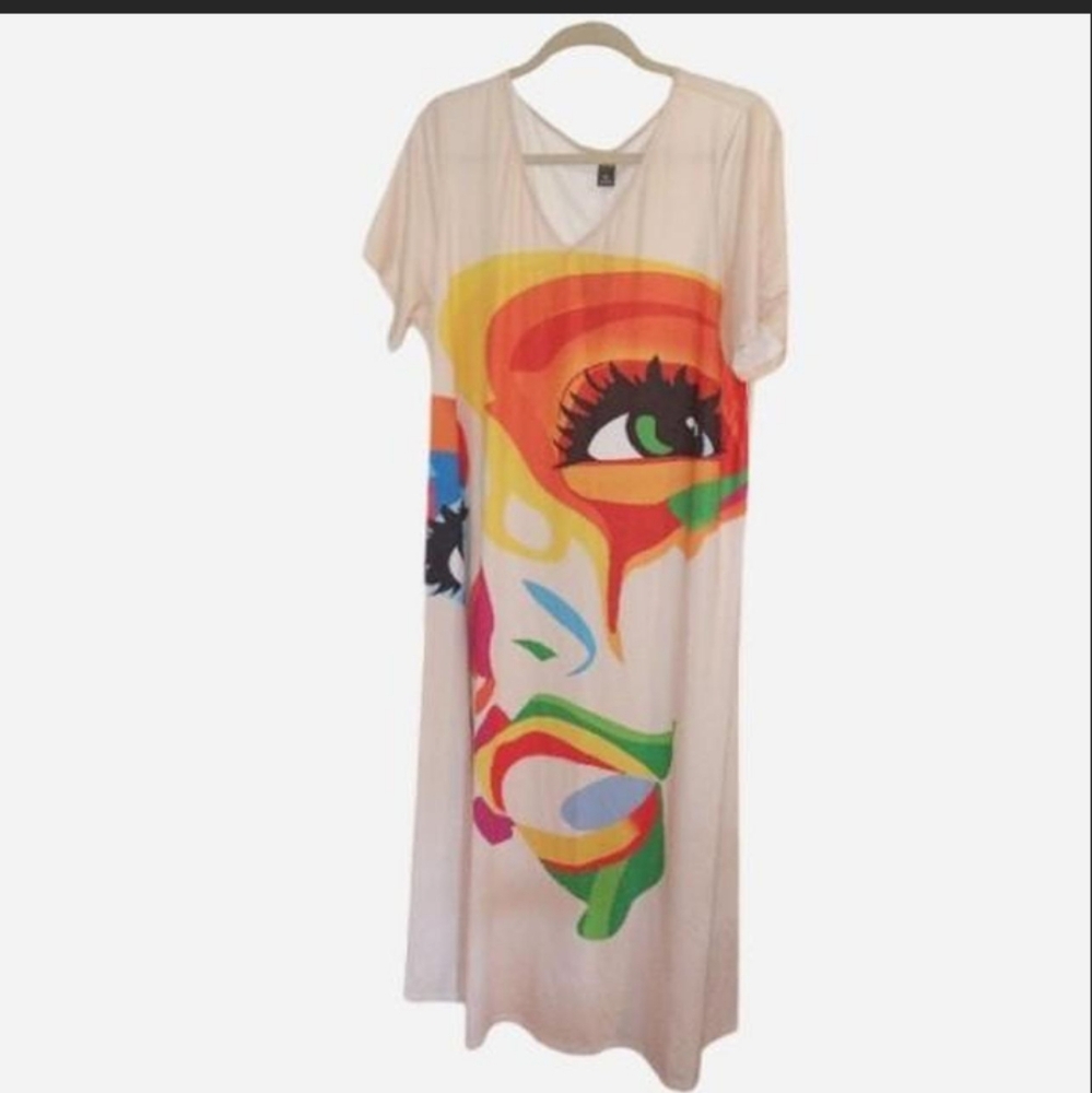 Colorful Abstract Print Maxi Dress